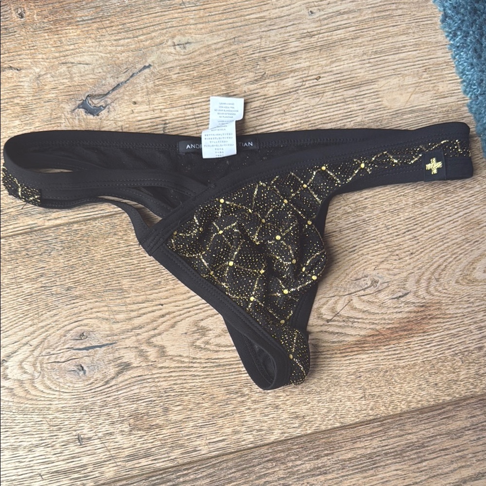 Andrew Christian Black and Gold Thong